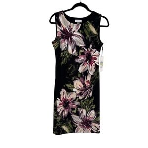Calvin Klein Career Dress Womens 4 Black Floral Polyester NEW